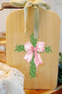 Pink Bow Boxwood Cross Decorative Wood Cutting Board