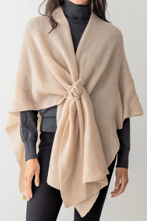 Falling For Winter Pull Through Ruana, Beige