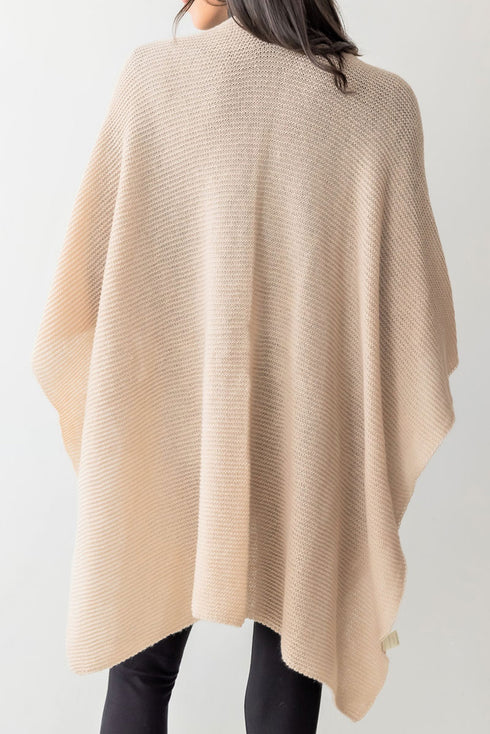 Falling For Winter Pull Through Ruana, Beige