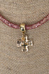 Light Rose Crystal Crossfire Goldtone Necklace