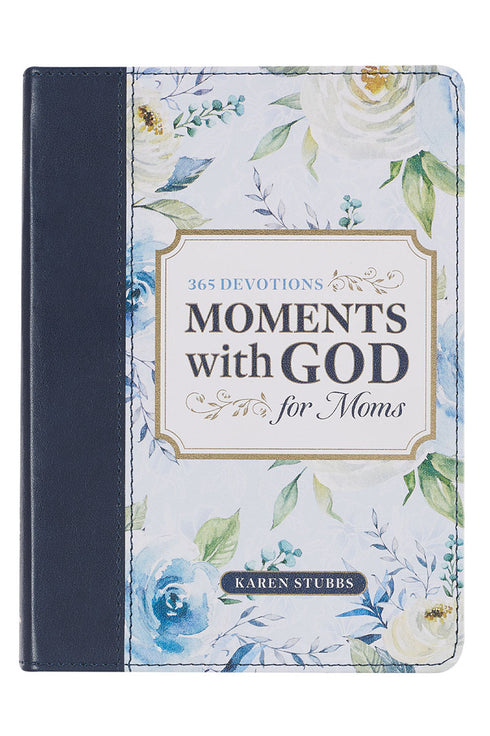 Moments With God For Moms Navy Floral Faux Leather Devotional