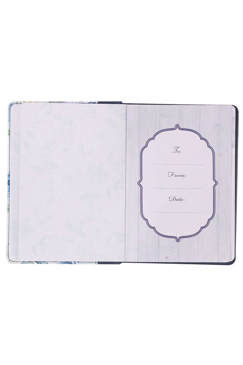 Moments With God For Moms Navy Floral Faux Leather Devotional