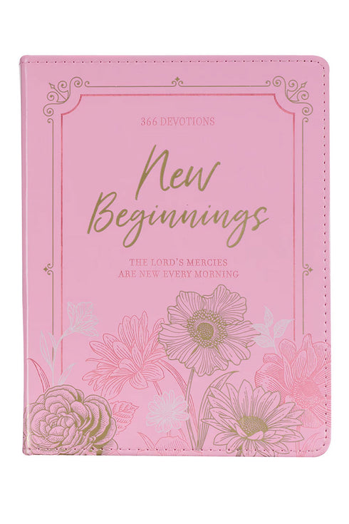 New Beginnings Pink Floral Faux Leather Devotional