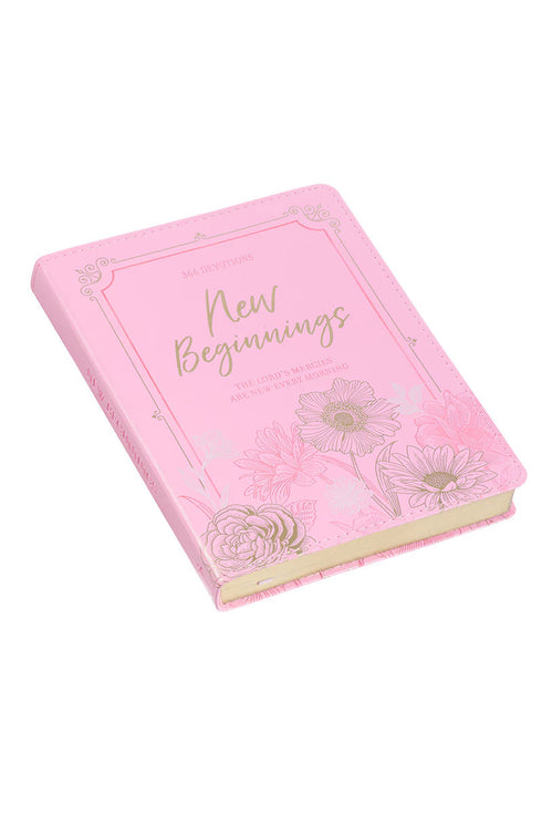 New Beginnings Pink Floral Faux Leather Devotional