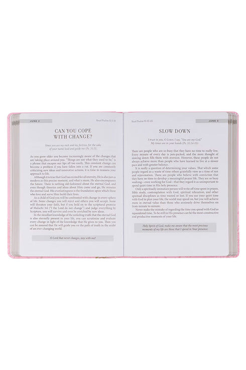 New Beginnings Pink Floral Faux Leather Devotional