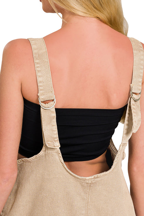 Sunkissed Days Ash Mocha Washed Denim Romper