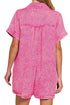 Daydreamer Hot Pink Tencel Mineral Washed Romper