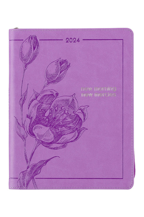 2024 New Day New Mercies Purple Zippered 18 Month Daily Planner