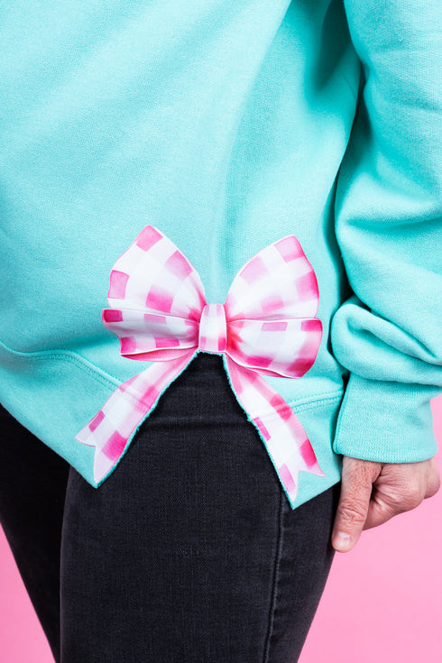 Side Bows Pink Gingham Unisex NuBlend Crew Sweatshirt