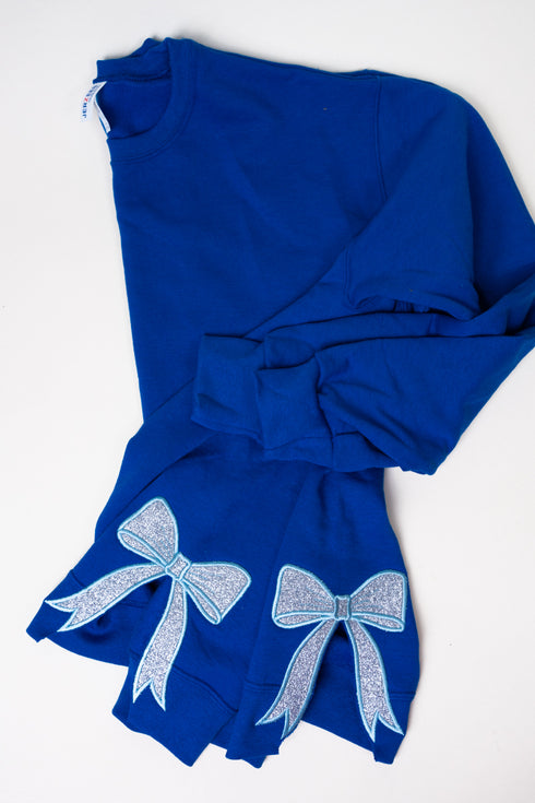 Royal You Design It Embroidered Side Bows Unisex NuBlend Crew Sweatshirt *Customize Your Text and Bows