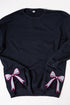 Black You Design It Embroidered Side Bows Heavy-weight Crew Sweatshirt *Customize Your Text and Bows
