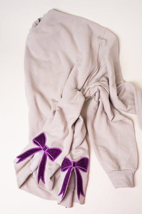 Sandstone You Design It Embroidered Side Bows Unisex NuBlend Crew Sweatshirt *Customize Your Text and Bows