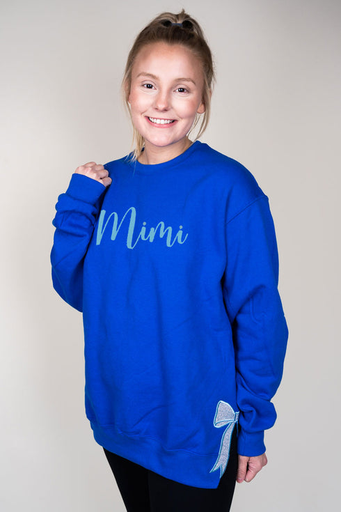 Royal You Design It Embroidered Side Bows Unisex NuBlend Crew Sweatshirt *Customize Your Text and Bows