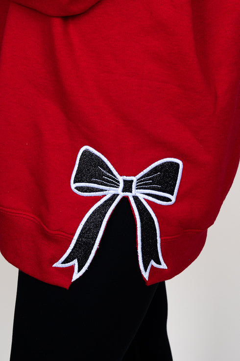 True Red You Design It Embroidered Side Bows Unisex NuBlend Crew Sweatshirt *Customize Your Text and Bows