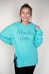 Cool Mint You Design It Embroidered Side Bows Unisex NuBlend Crew Sweatshirt *Customize Your Text and Bows
