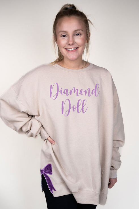 Sandstone You Design It Embroidered Side Bows Unisex NuBlend Crew Sweatshirt *Customize Your Text and Bows