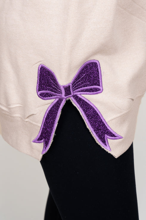 Sandstone You Design It Embroidered Side Bows Unisex NuBlend Crew Sweatshirt *Customize Your Text and Bows