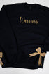 Black You Design It Embroidered Side Bows Heavy-weight Crew Sweatshirt *Customize Your Text and Bows
