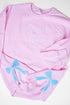 Classic Pink You Design It Embroidered Side Bows Unisex NuBlend Crew Sweatshirt *Customize Your Text and Bows