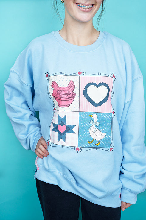 Side Bows Heartfelt Goose Heavy Blend Crew Sweatshirt