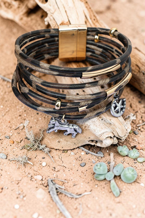 Horseshoe Heights Leopard Multi-Strand Magnetic Bracelet