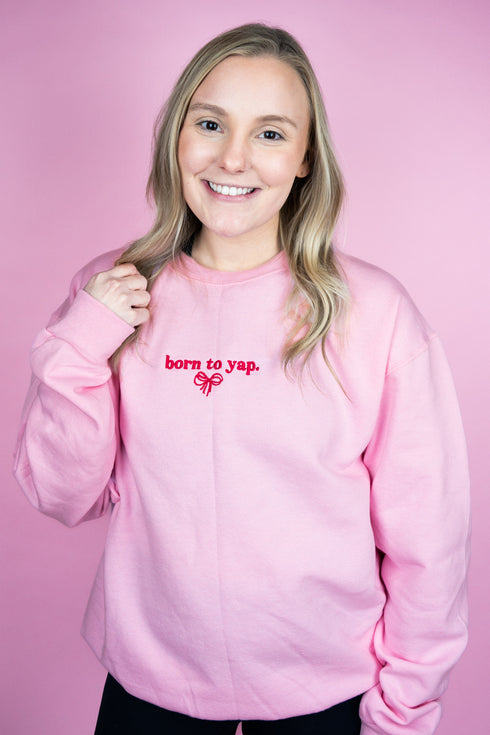 Embroidered Born To Yap Coquette Unisex NuBlend Crew Sweatshirt