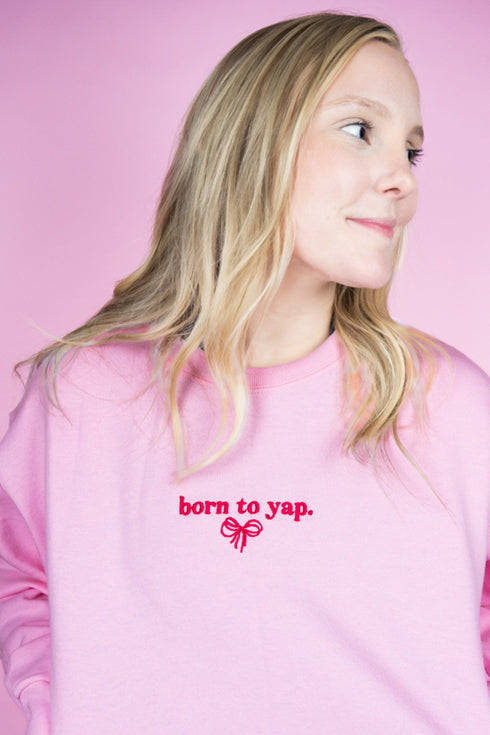 Embroidered Born To Yap Coquette Unisex NuBlend Crew Sweatshirt