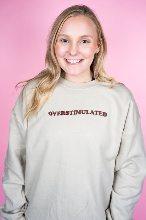 Embroidered Wavy Overstimulated Unisex NuBlend Crew Sweatshirt *Choose Thread Color