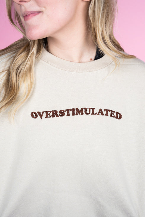 Embroidered Wavy Overstimulated Unisex NuBlend Crew Sweatshirt *Choose Thread Color