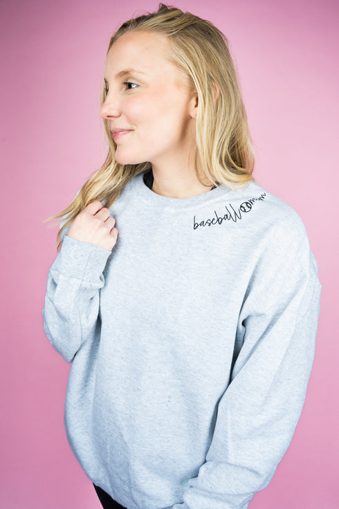 Embroidered Baseball Mom Neckline Unisex NuBlend Crew Sweatshirt *Choose Thread Color