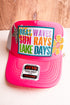 Boat Waves Sun Rays Lake Days Neon Pink Trucker Hat