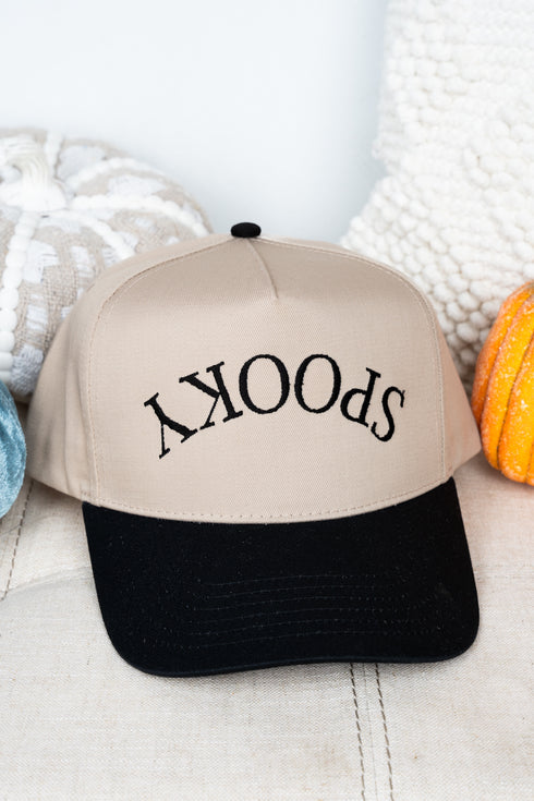 Upside Down Spooky Embroidered Five Panel Twill Cap
