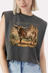 Desert Monarch Longhorn Women's Garment-Dyed Heavyweight Muscle Tee