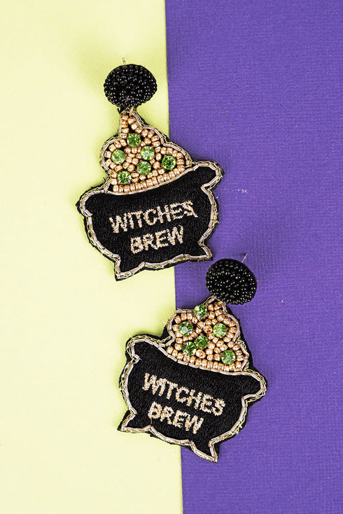 Witches Brew Black Seed Bead Earrings