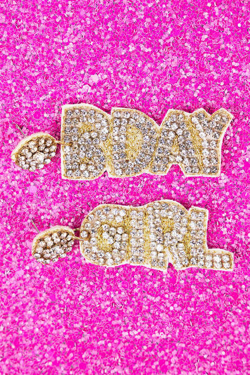 Crystal Bday Girl Goldtone Earrings