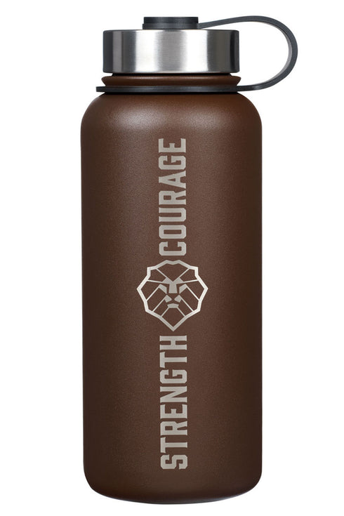 Strength and Courage Lion Brown Stainless Steel Water Bottle