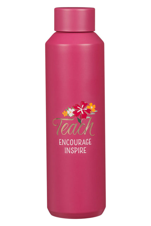 Teach, Encourage, Inspire Fuchsia 20oz Stainless Steel Water Bottle