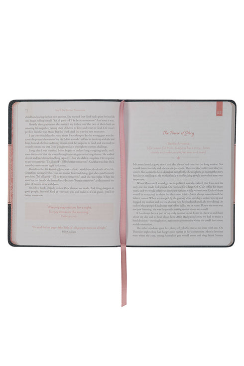 Life Lessons For Moms Gray and Pink Faux Leather Book