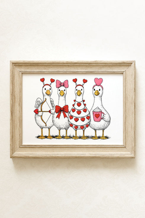 Geese In Love Formation Ready To Frame Canvas Print
