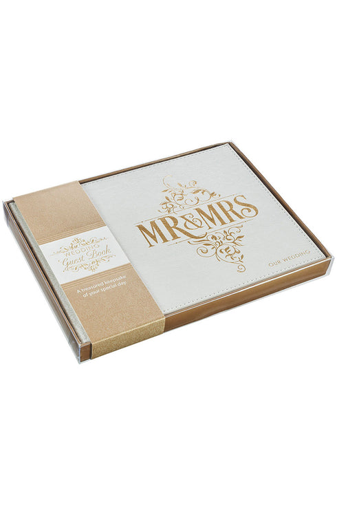 White Lace Mr. & Mrs. Wedding Guest Book