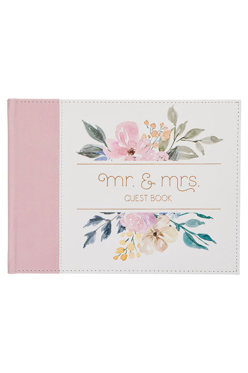 Pink Floral Mr. & Mrs. Wedding Guest Book