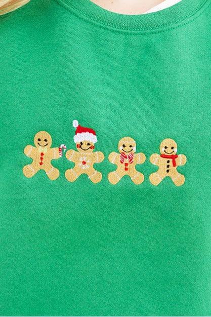 Embroidered Gingerbread Christmas Heavy Blend Crew Sweatshirt
