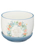 Sweet Friendship Bright Floral Wreath Ceramic Planter with Saucer