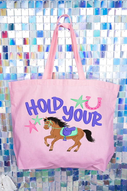 Hold Your Horses Canvas Jumbo Tote