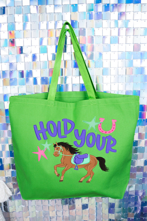 Hold Your Horses Canvas Jumbo Tote