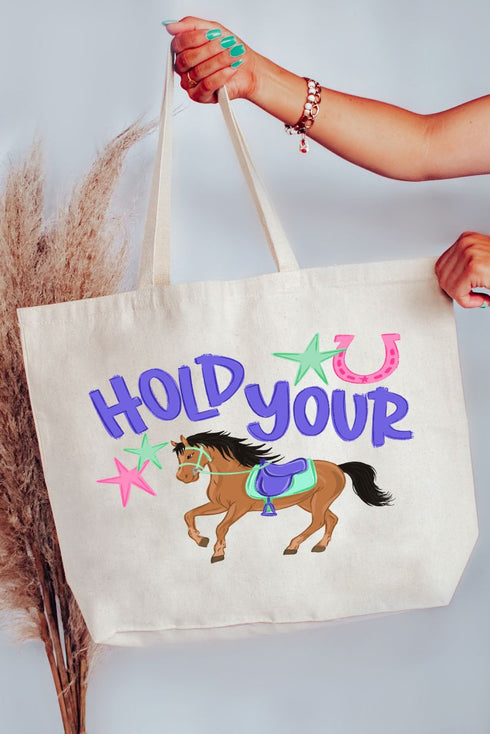 Hold Your Horses Canvas Jumbo Tote
