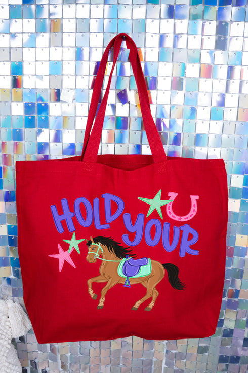 Hold Your Horses Canvas Jumbo Tote
