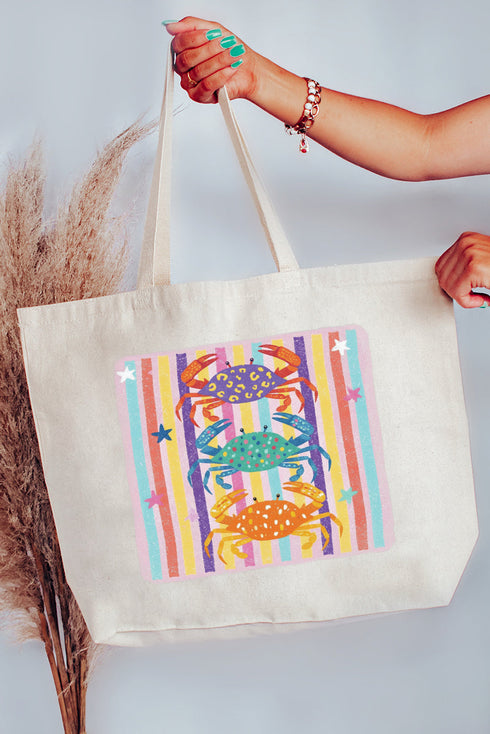 Hot Crab Summer Canvas Jumbo Tote