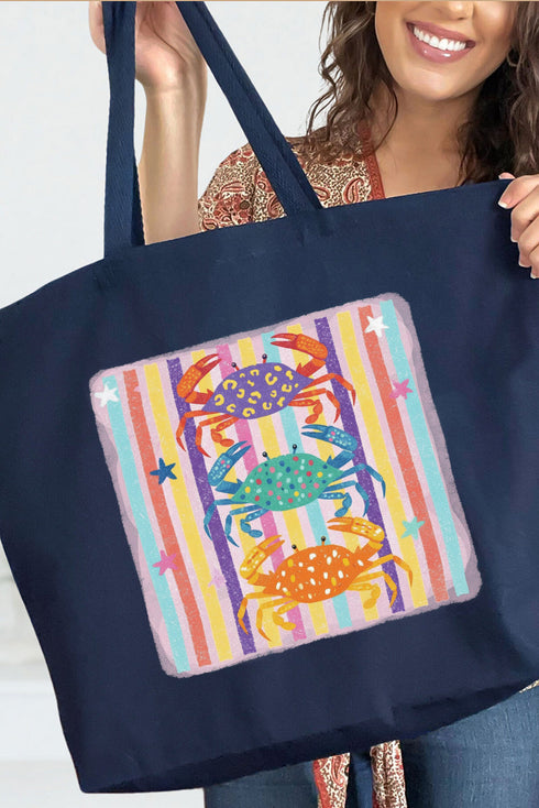 Hot Crab Summer Canvas Jumbo Tote