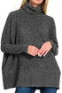 Cozy Feeling Black Brushed Hacci Turtleneck Sweater